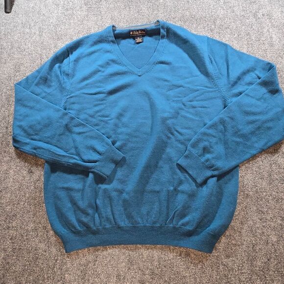 Brooks Brothers Other - Brooks Brothers XL Merino Wool Blend Sweater Blue V Neck Lightweight